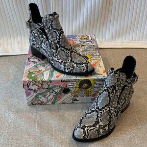 Jeffrey Campbell Rylance Studded Grey Snake Silver Ankle Bootie